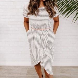 Listicle Addison striped cotton hi/lo dress - Sz L